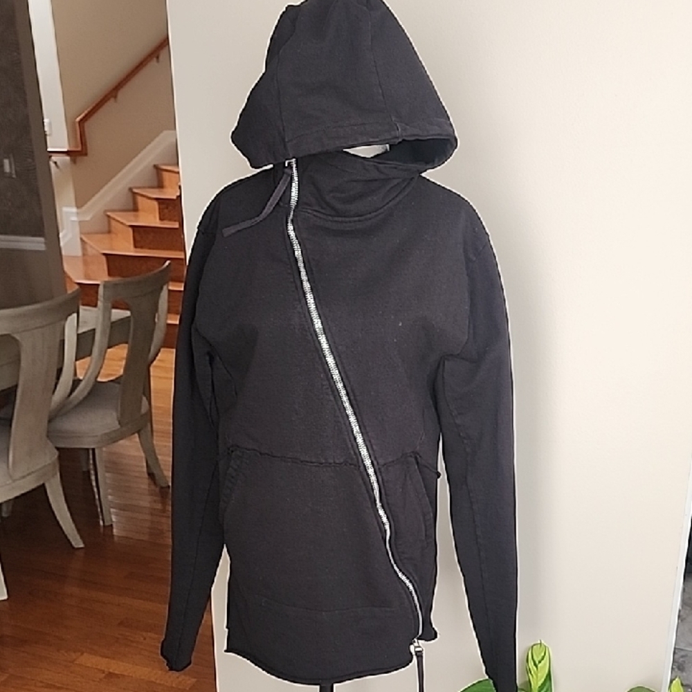 ZARA MAN ASYMETRIC ZIPPER LONG COTTON HOODY SIZE SMALL MEDIUM